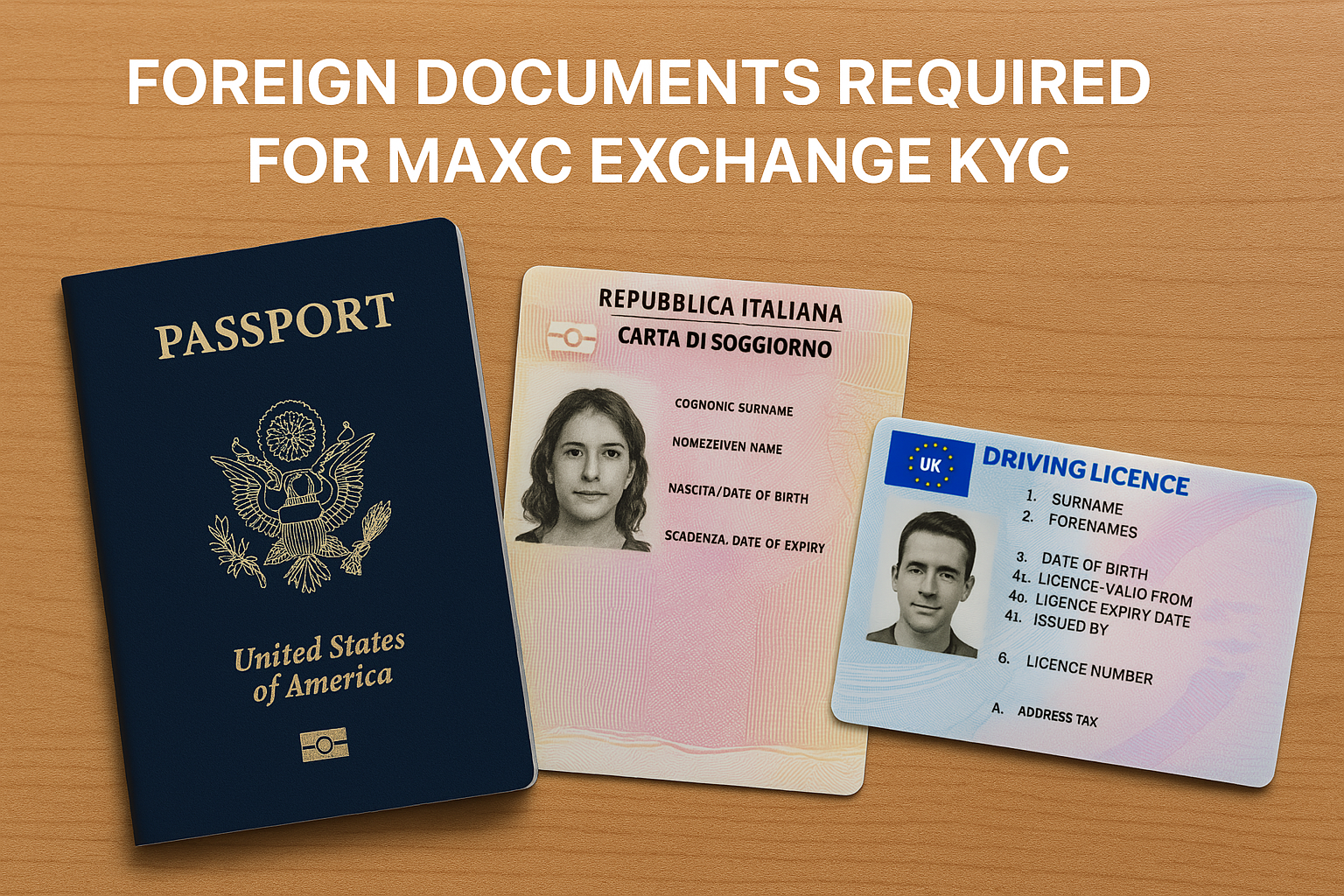 مدارک خارجی برای احرز هویت صرافی مکسی Maxc